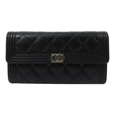 CHANEL 牛皮皮革Boy Long Wallet長錢包
