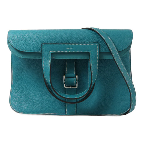 HERMES Clemence皮革Halzan 31手挽肩背兩用袋Vert Verone
