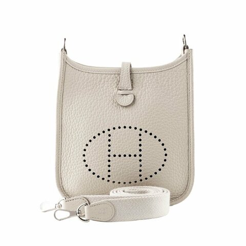 🖤 鑒定師的收藏 🖤 愛馬仕 依芙琳 16 冰川白銀釦 HERMÈS Evelyne TPM Beton【冰川白調・極簡高級感】