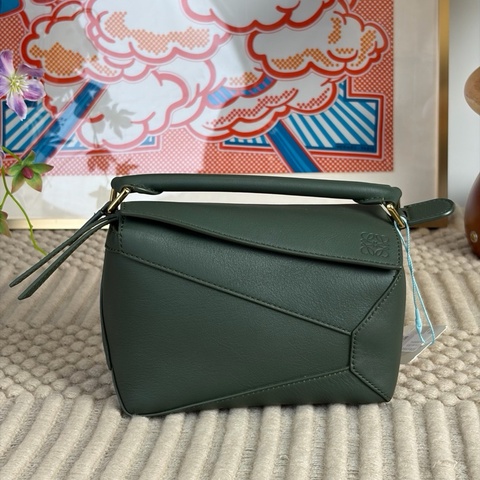 Loewe羅意威 puzzle幾何包手提包斜挎包 墨綠色 mini