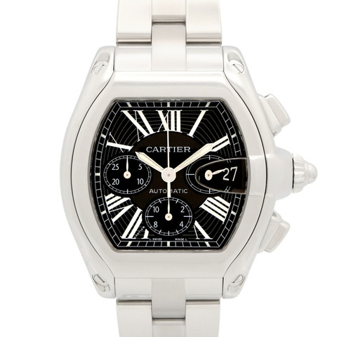 卡地亞 Roadster Chronograph XL 腕錶，不鏽鋼材質，男款，黑色 (W62020X6)
