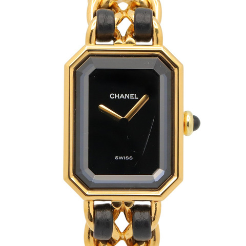 香奈兒 (Chanel) CHANEL Première M 系列腕錶，鍍金皮革錶帶，女士款，黑色，H0001