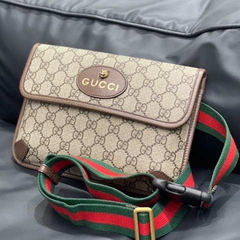 古馳/Gucci 經典雙G老花烏木色 虎頭腰包