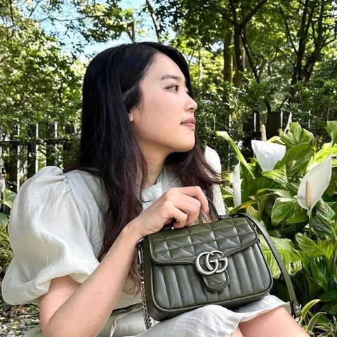 GUCCI 綠色銀扣marmont馬蒙 小號郵差手提斜背包 20*15*8 9新 配件塵袋