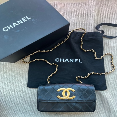 Chanel vintage 香奈兒極稀少極美大金釦mini斜背包
