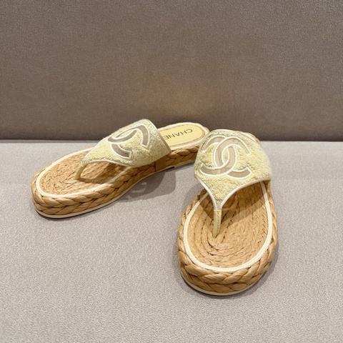 Chanel香奈兒 草編拖鞋 尺寸39碼 配塵袋