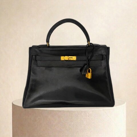 愛馬仕 Hermes Kelly 32 Box Calf 黑色 金扣 GHW 凱莉32 中古
