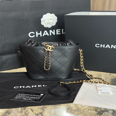 Chanel 香奈兒黑金 小號 抽繩水桶包 附件塵袋 保卡30開
