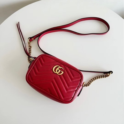 GUCCI紅色marmont18cm相機包448065