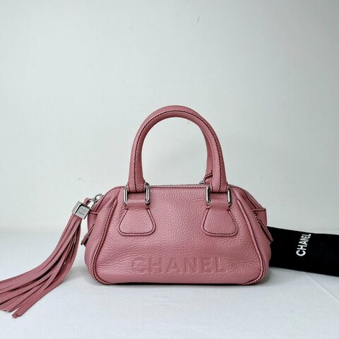 CHANEL Vintage皮革流蘇保齡球包