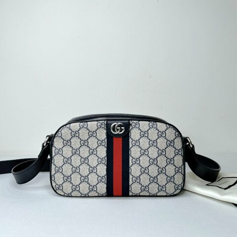 GUCCI Ophidia深藍帆布相機包