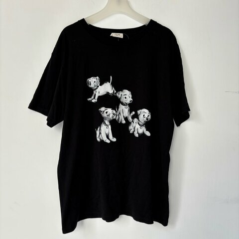 ::CELINE:: 灰白色狗狗圖樣 黑色短袖T-Shirt 短上衣 中性款