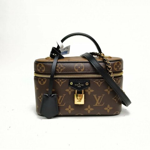 LOUIS VUITTON Vanity化妝包Chain老花金扣晶片肩背包