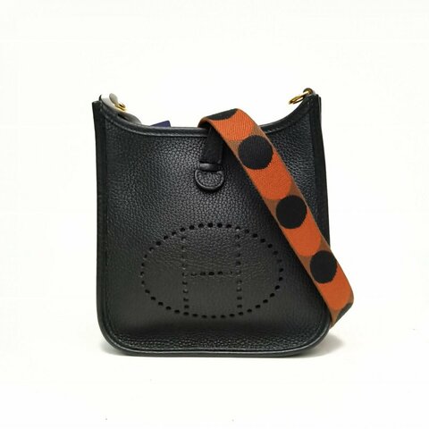HERMES EvelyneMini16黑色TC皮Z刻金扣肩背包