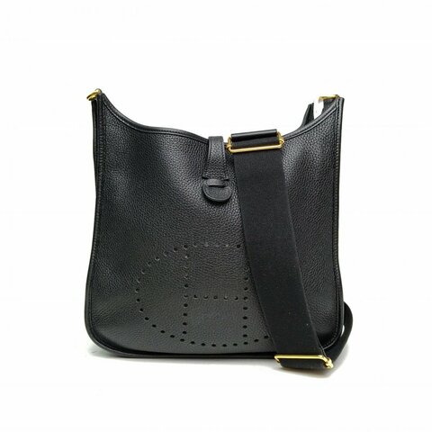 HERMES 黑色TC皮Z刻金扣Evelyne29肩背包