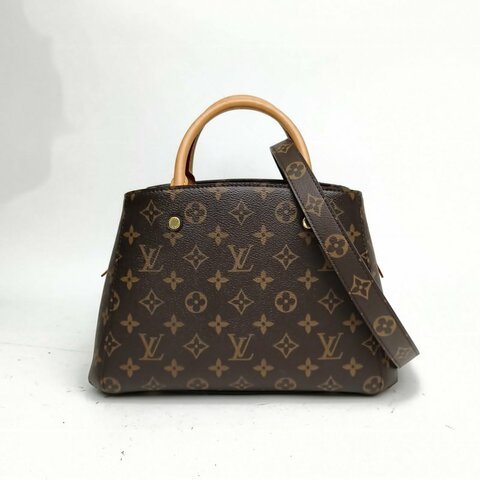 LOUIS VUITTON Montaigne蒙田BB老花PVC金扣肩背包
