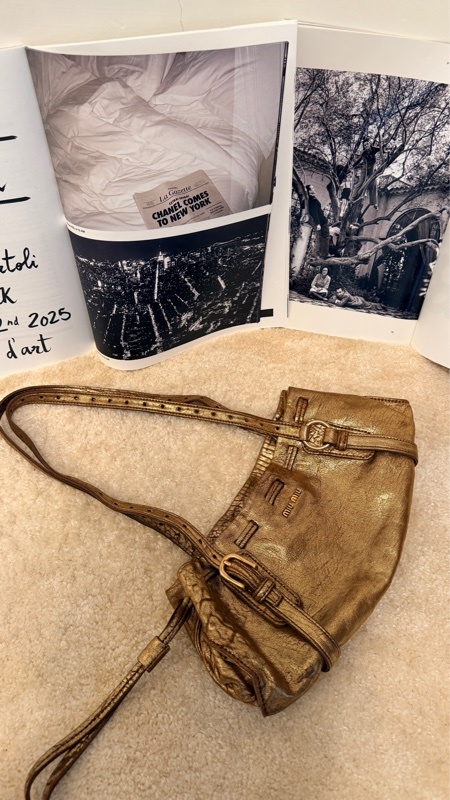 Miu Miu 超稀有，不撞包的金色橫向肩背包