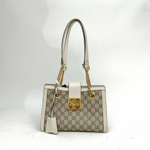 GUCCI Padlock鎖頭包Tote小號米白色金扣肩背包