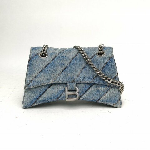 BALENCIAGA 牛仔藍CRUSH沙漏手提單肩包小號肩背包