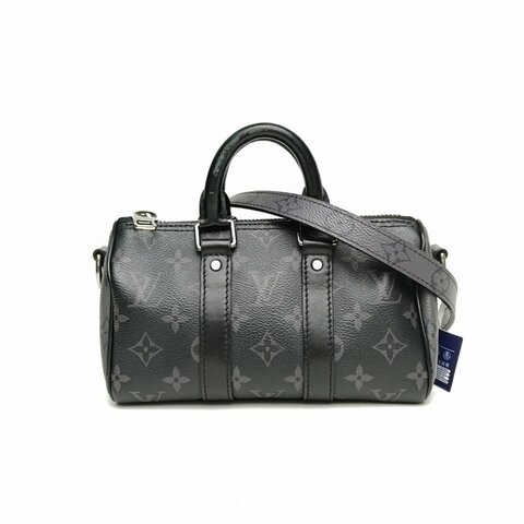 LOUIS VUITTON KEEPALLNano黑色PVC晶片老花肩背包