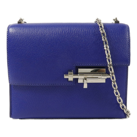 HERMES Chevre皮革Mini Verrou肩背包Bleu Electrique