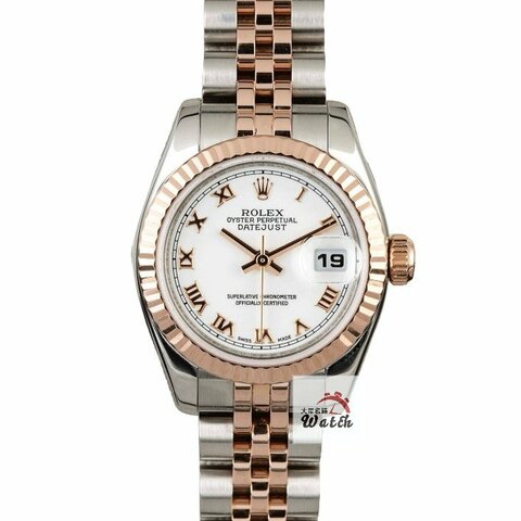 【大眾名錶】ROLEX 勞力士 179171 Datejust 蠔式女錶 18K玫瑰半金 2011/05 白色面盤 羅馬時標 五珠帶 B1422