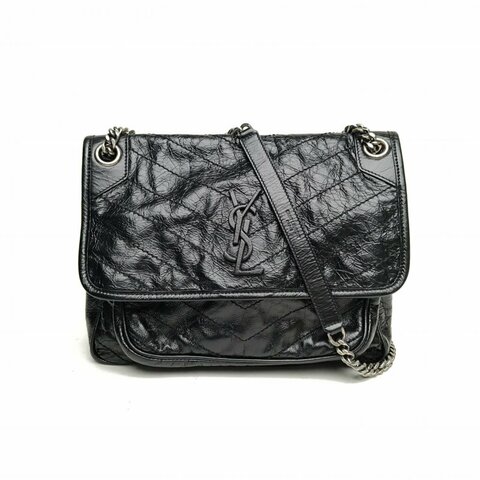 SAINT LAURENT Niki中號28黑色牛皮銀扣肩背包