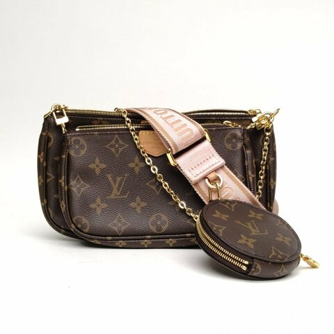 LOUIS VUITTON MultiPochette五合一粉肩帶老花PVC2020肩背包