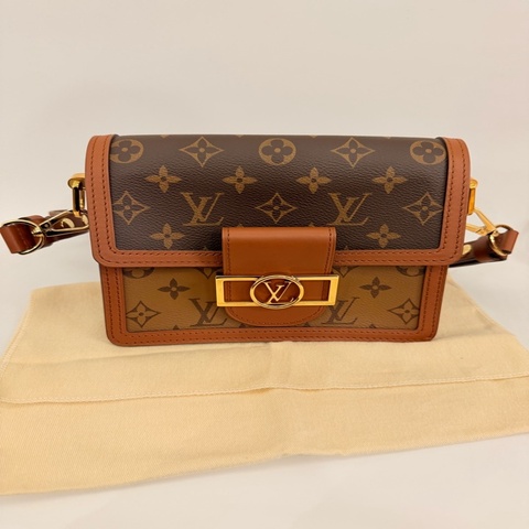 LV雙色原花金釦mini Dauphine 肩斜背包