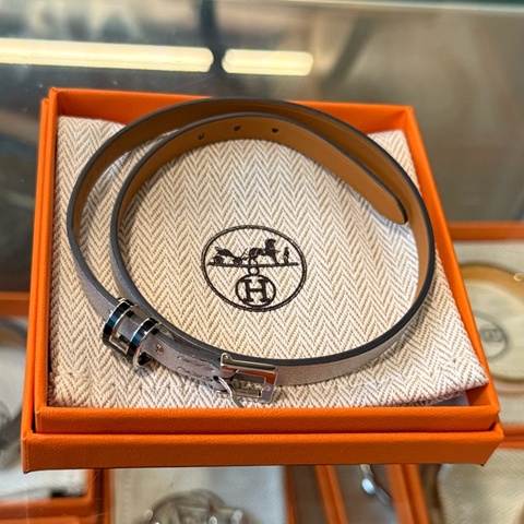 Hermes Pop H double tour bracelet  黑銀