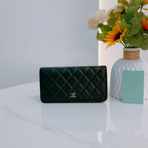 MS0753 Chanel 香奈兒 羊皮 長款錢包 黑色銀扣 Lambskin Black Long Wallet Black x PHW