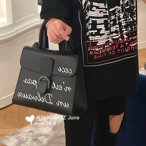 ✨Delvaux 限量塗鴉黑色 brilliant 中號 Box皮 98新🖤