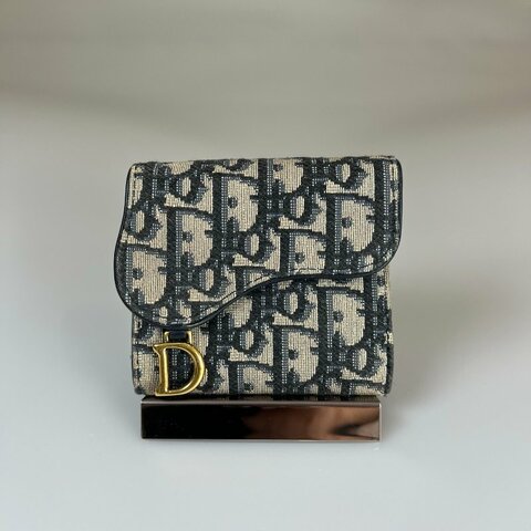 DIOR  老花馬鞍三折短夾