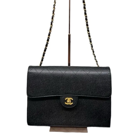 Chanel 魚子醬雙C扣菱格紋cf鏈條斜
