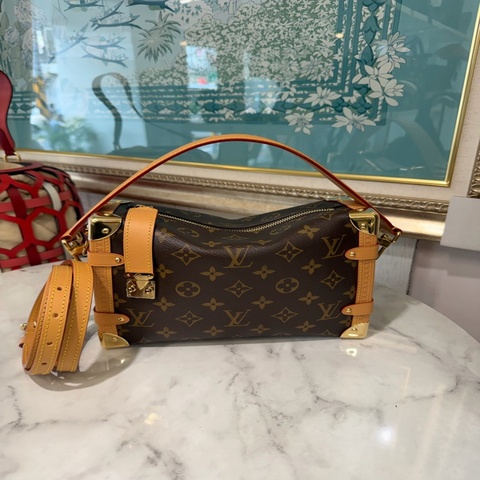 LV 原花SideTrunkMM金釦一字拉手提肩斜背包M46358