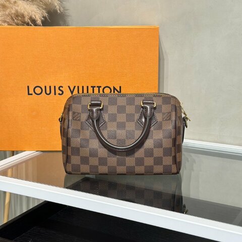 LOUIS VUITTON 棋盤格Speedy Bandouliere 20 - 棕邊背帶