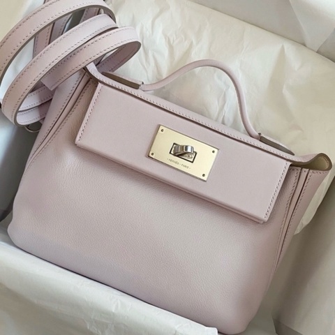 Hermes 愛馬仕 夢幻紫2424mini 手提包斜挎包 銀扣 底長22cm
