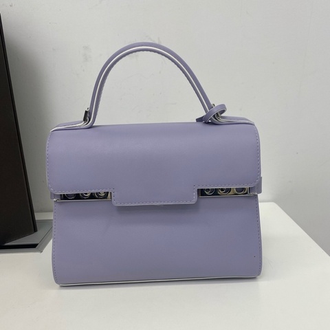 Delvaux/德爾沃 淡紫色 小號tempete 手提包斜挎包 銀扣
