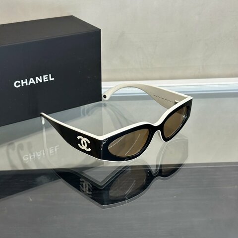 CHANEL 貓眼太陽眼鏡 - 黑白