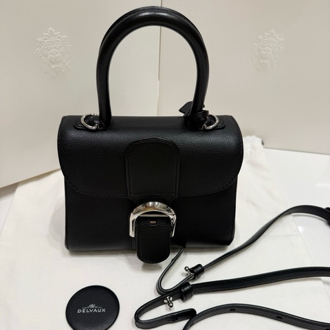 DELVAUX/德爾沃brillant黑銀mini 手提包斜挎包