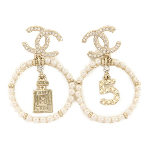 CHANEL 金屬/水晶Pierced Earring耳環