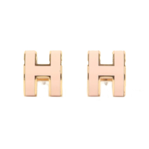 HERMES 金屬Mini Pop H耳環Rose Dragee