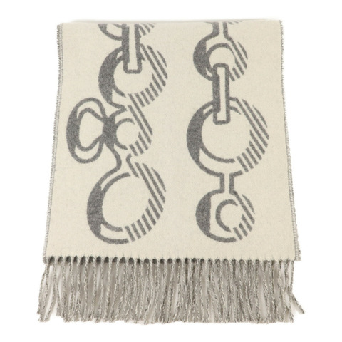 HERMES 羊絨Casaque Do Re Boucles Scarf 30x140頸巾