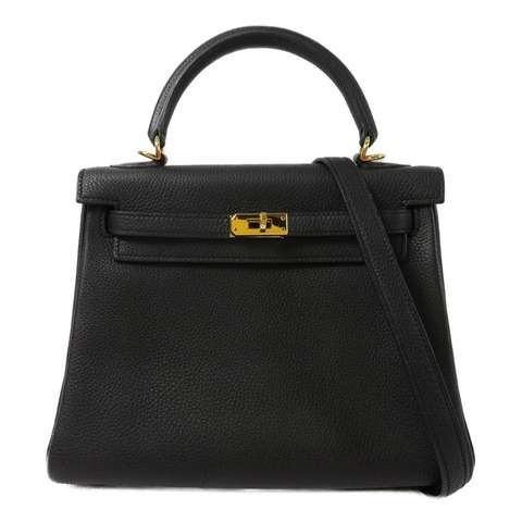 HERMES Togo皮革Kelly 25手挽肩背兩用袋Noir