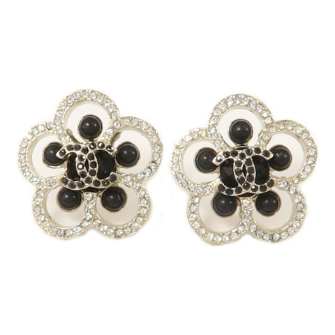 CHANEL 金屬/水晶Camelia Earrings耳環