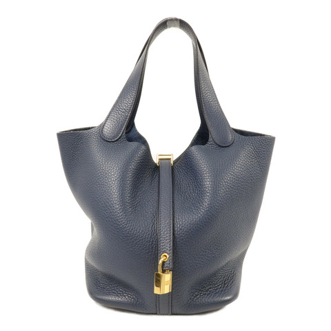 HERMES Clemence皮革Picotin MM手挽袋Bleu De Prusse