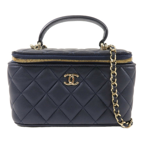 CHANEL 羊皮皮革Vanity Case鏈帶手挽肩背兩用袋
