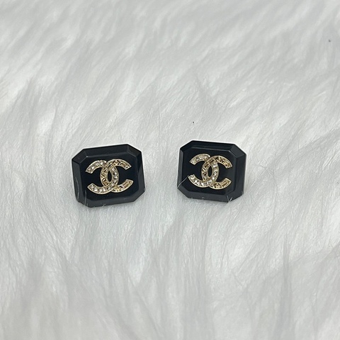莉亞精品♡Chanel雙C黑方糖耳環 二手