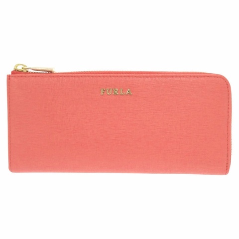 FURLA L型拉鍊長夾（珊瑚粉）