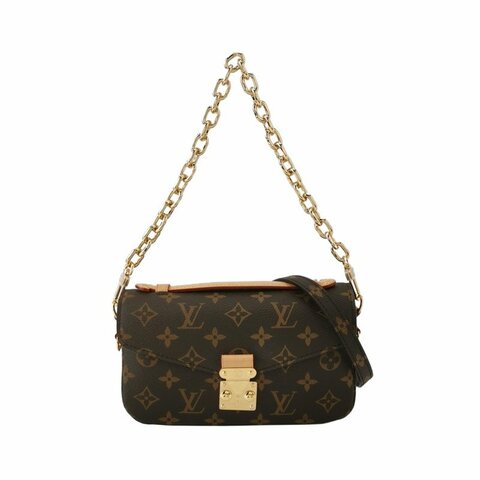 Louis Vuitton (LV) Pochette Metis East West植鞣革老花斜背包單肩包晶片款